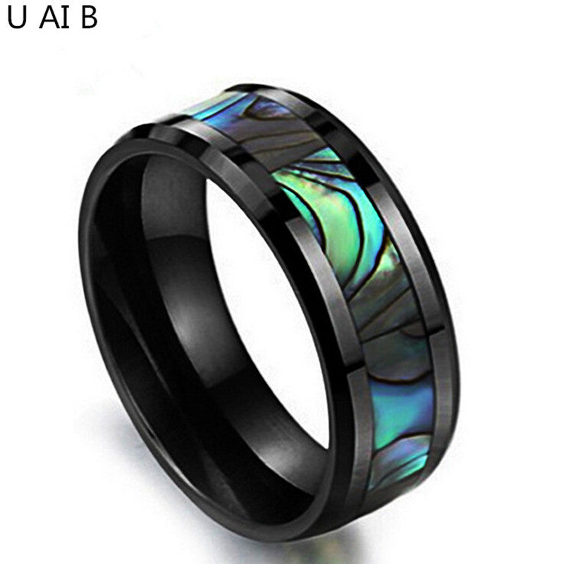 Mens Womens Korean jewelry natural shell black ceramic ring - watchnjewelshisnhers