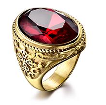 XIAGAO  Punk Red Ring Men's  Crystal stones - watchnjewelshisnhers