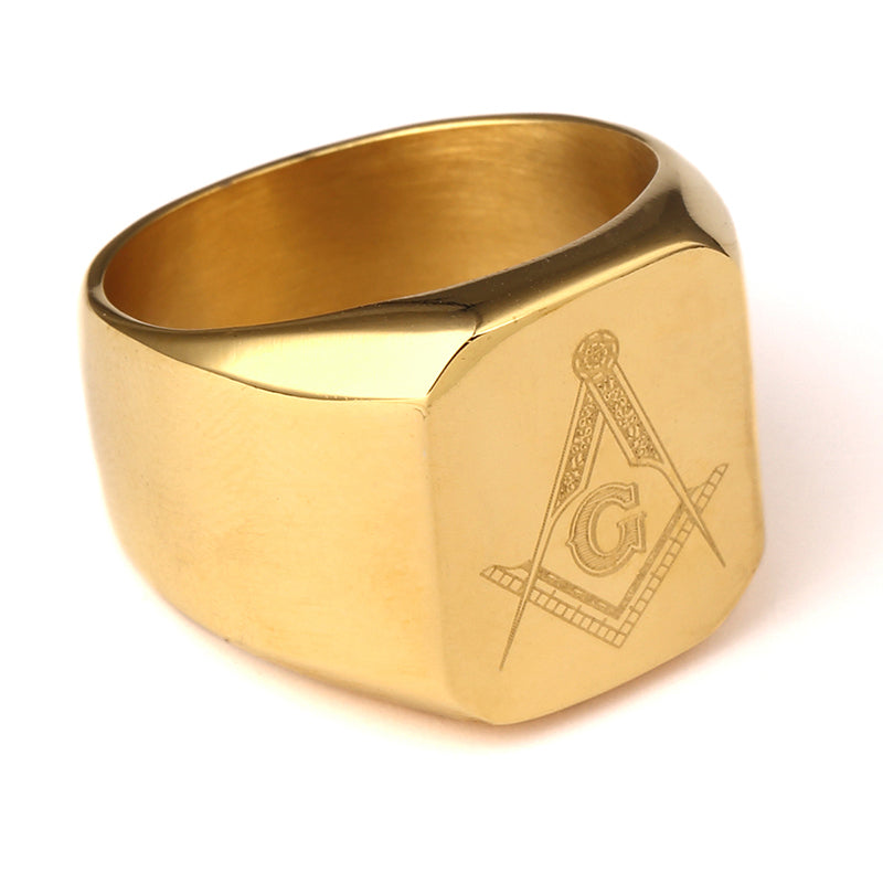 Mens Ring Gold Hip Hop Golden Rings Punk Rock Jewelry - watchnjewelshisnhers